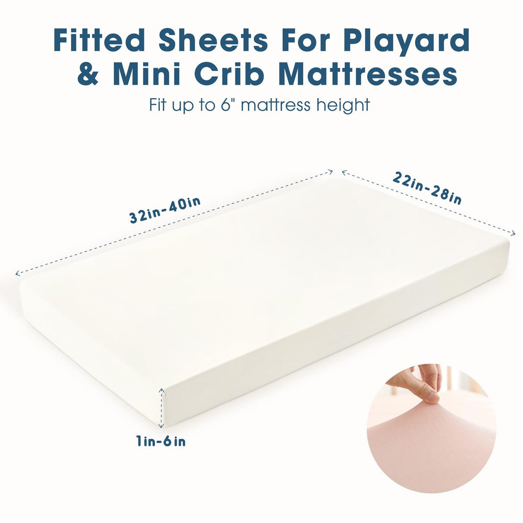 Mini Crib Sheets Fitted, Pack and Play Sheets 3 Pack, Ultra Soft Stretchy Pack N Play Sheets, Universal Fit for