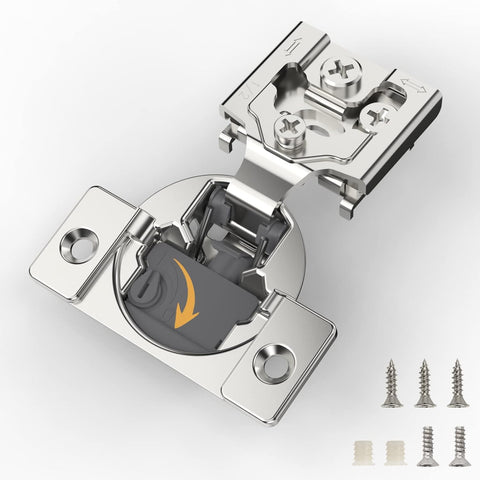 [Closing Speed Control] 10 Pack 1/2 Inch Overlay Soft Close Hinges for Face Frame Cabinet, 4D Adjustment, Stainless