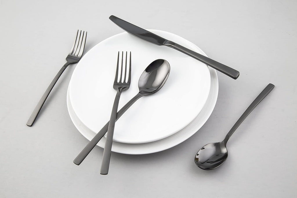 Silversmiths Beacon Flatware Set, 18/0 Stainless Steel, Dishwasher Safe, Flatware Collection, Black Sand Mirror