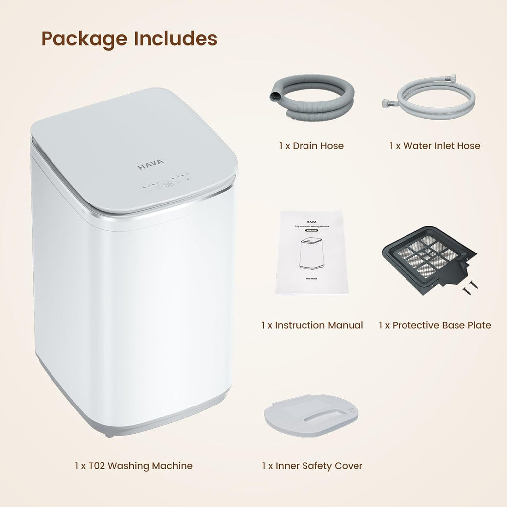 Portable Washing Machine, 0.8 Cu. Ft. Capacity Mini Washer & Spin Dryer, Fully Automatic with 8 Wash Programs, Hot