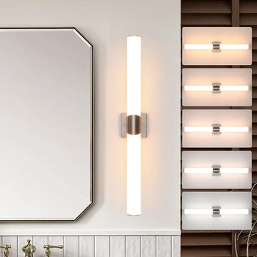 Wall Sconce 30.4 Inch Brushed Nickel Bathroom Sconces Led Wall Lights with Acrylic Shade Hardwired Long Vanity