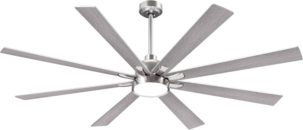 62" Ceiling Fan with LED Light and Remote - Brushed Nickel / Walnut