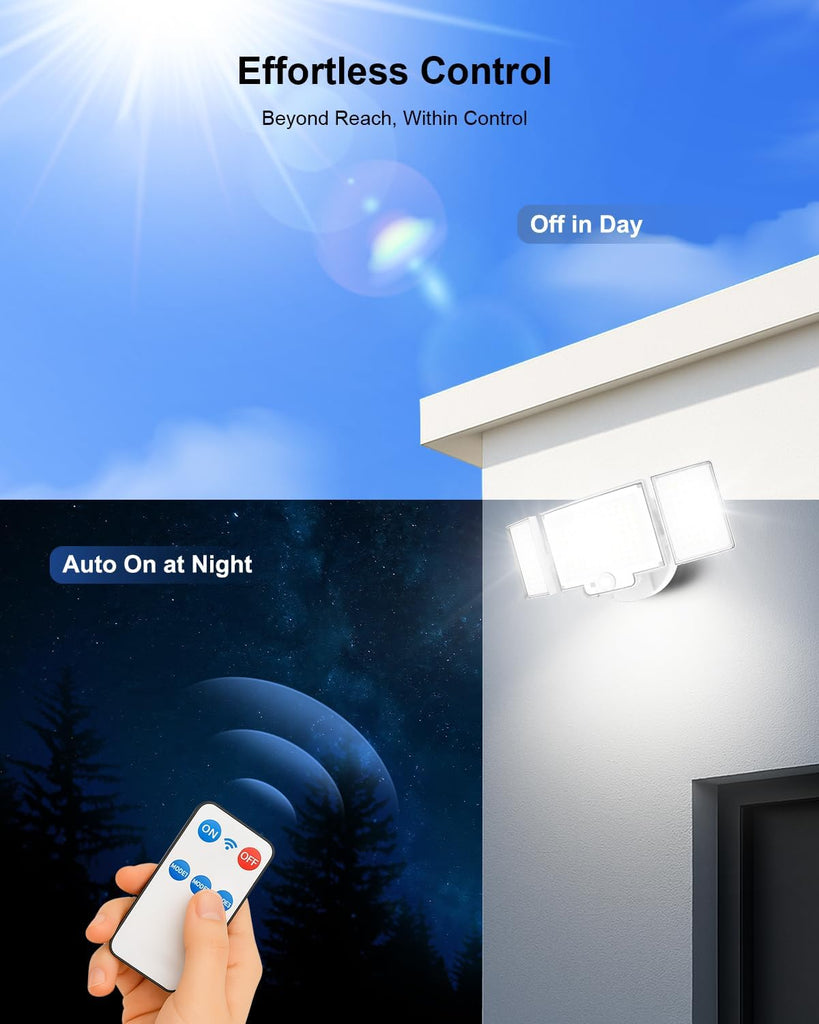 Motion Sensor Light Outdoor, 4200LM Hardwired Security Light, White | 3-Mode Remote Control, 26 ft PIR Detection
