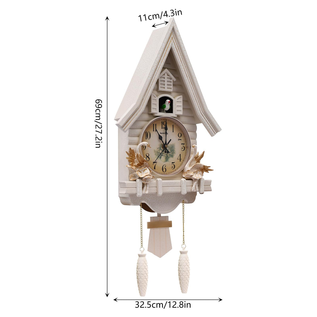 Black Forest Wall Clock, Modern Creative Silent Wall Clock, Realistic House and Cuckoo Shapes, Battery Powered(Not