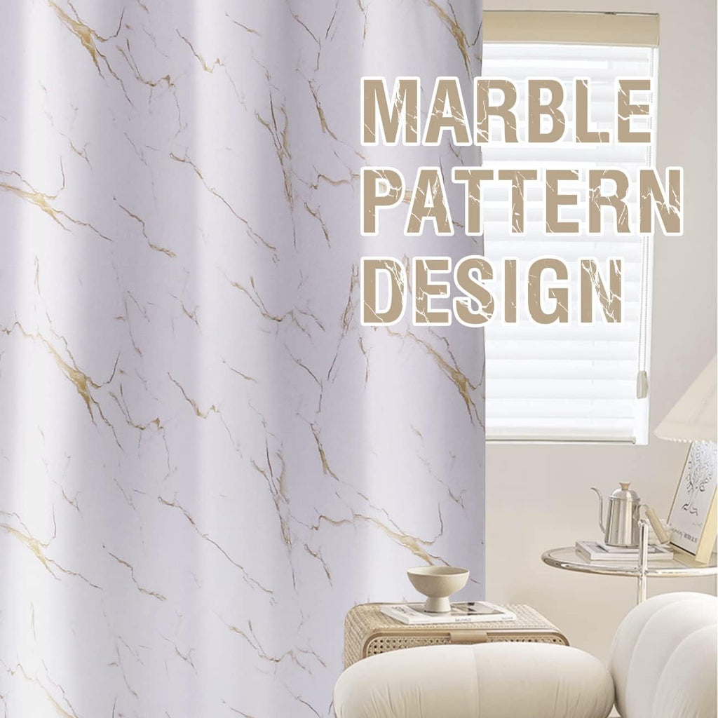 100% Blackout Curtains 2 Panels Set Marble Designs Printed Drapes Thermal Curtains for Bedroom