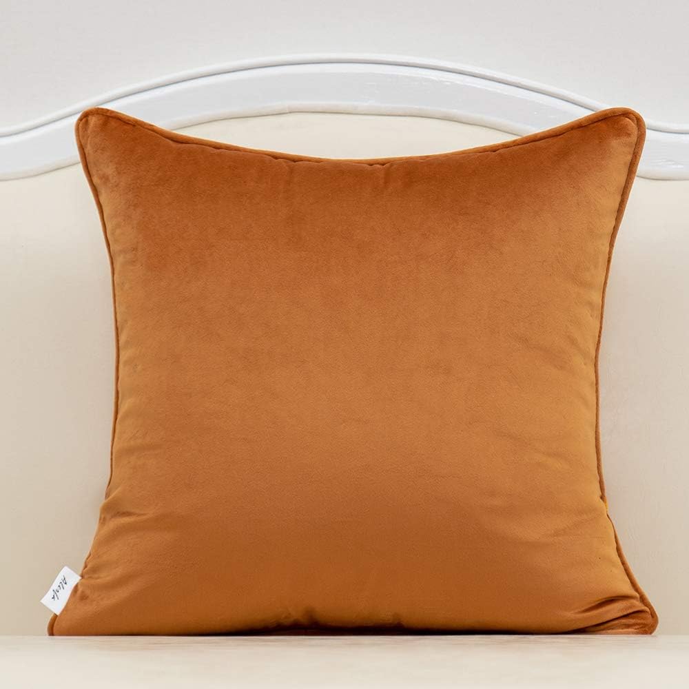 18 x 18 Inch Orange Square Maple Leaf Pillow Embroidery Cut Velvet Cushion Case Luxury Modern Lumbar Throw Pillow