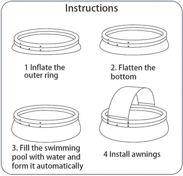 141.73Inch Large Inflatable Swimming Pool with 3-Ply Reinforced PVC Garden Family Up to 9 People 1700 Gallon Capacity