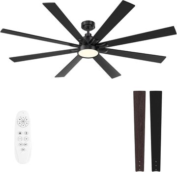 62" Ceiling Fan with LED Light and Remote - Black and Brown
