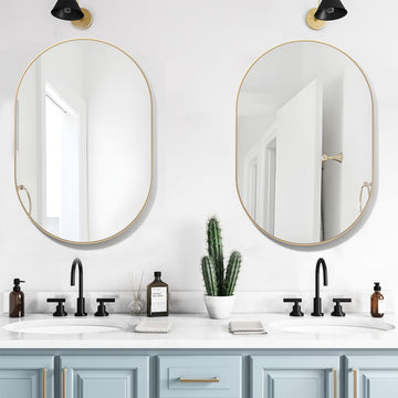 Oval Bathroom Mirror Capsule Wall Vanity Mirror, 2 Pieces 20"x30" Pill Mirrors Wall Mounted Mirror, Large Modern