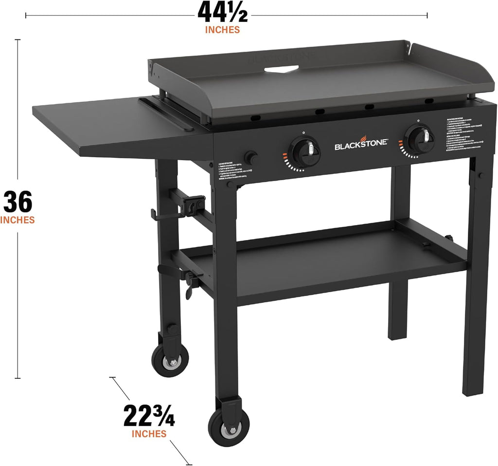 2-Burner Flat Top Propane Gas Griddle, Outdoor 28-Inch Grill Station with Rear Grease Management for Camping and Patio Cooking