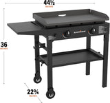 2-Burner Flat Top Propane Gas Griddle, Outdoor 28-Inch Grill Station with Rear Grease Management for Camping and Patio Cooking