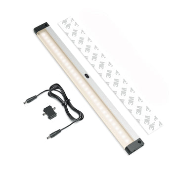 12 inch LED Dimmable Under Cabinet Lighting Strip with Hand Wave Motion Sensor, Black, with Accessories (No Power
