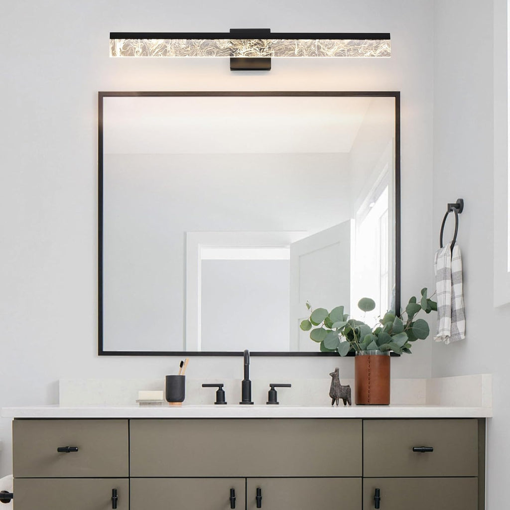 Modern Vanity Lights , 32 Inch Black Bathroom Light Fixtures Over Mirror, 24W Dimmable LED Vanity Lighting Fixtures