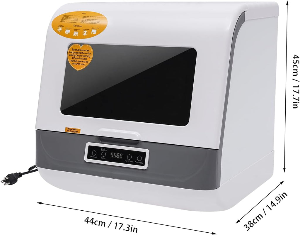 800W Portable Countertop Dishwasher, 4 Washing Programs Compact Mini Dishwasher w/70°C High-Temp & Air Dry Function