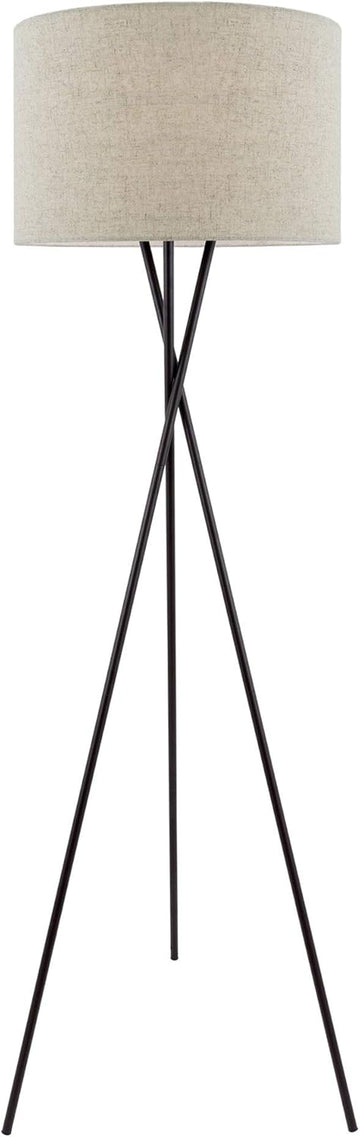 Sadie 60" Modern Tripod Floor Lamp with Honey Beige Linen Drum Shade