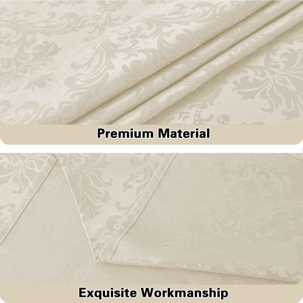 Jacquard Tablecloth Rectangle 60 x 102 Inch Beige, Spill Proof Washable Damask Table Cloth, Soft Pol
