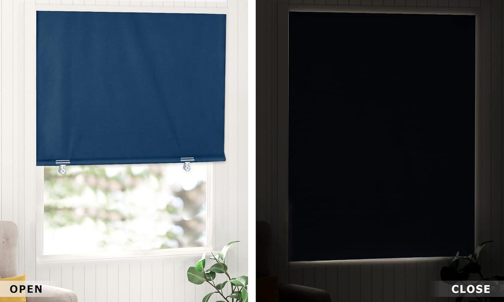 100% Blackout Roller Shades, No Tools No Drill Cordless Blinds for Windows, Thermal Insulated UV Protection Privacy