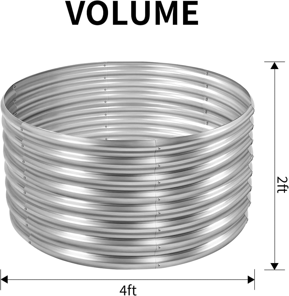 4×4×2ft Galvanized Raised Garden Bed Kit 2Pcs, Planter Raised Garden Beds Outdoor, Round Clearance Raised Garden Beds