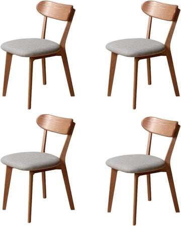 100% Solid Wood Upholstered Dining Chairs, Mid Century Modern Oak Dining Chairs with Curved Back Design with