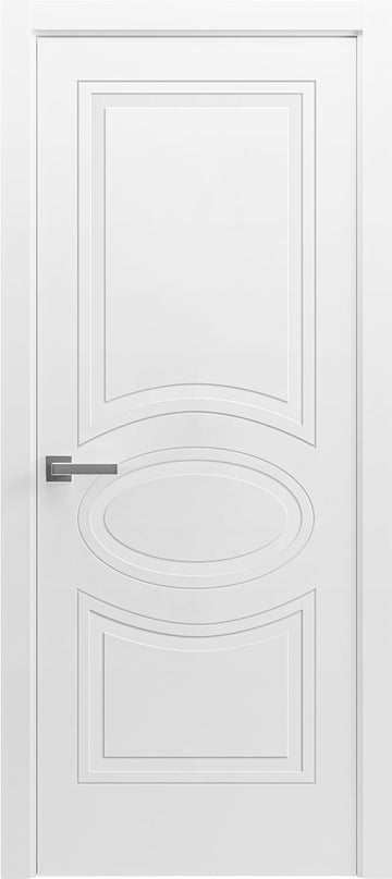 Solid French Door 24 x 96 inches/Mela 7001 Matte White/Single Regular Panel Frame Handle/Bathroom Be