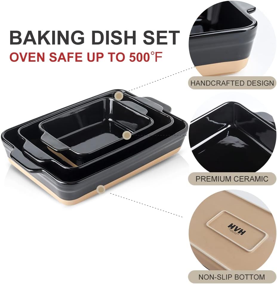 Dish Set, 9x13 Dish, Ceramic Lasagne Pan Deep, Large Casserole Dish Set, Dishes for Casseroles 13 x 9, Ceramic