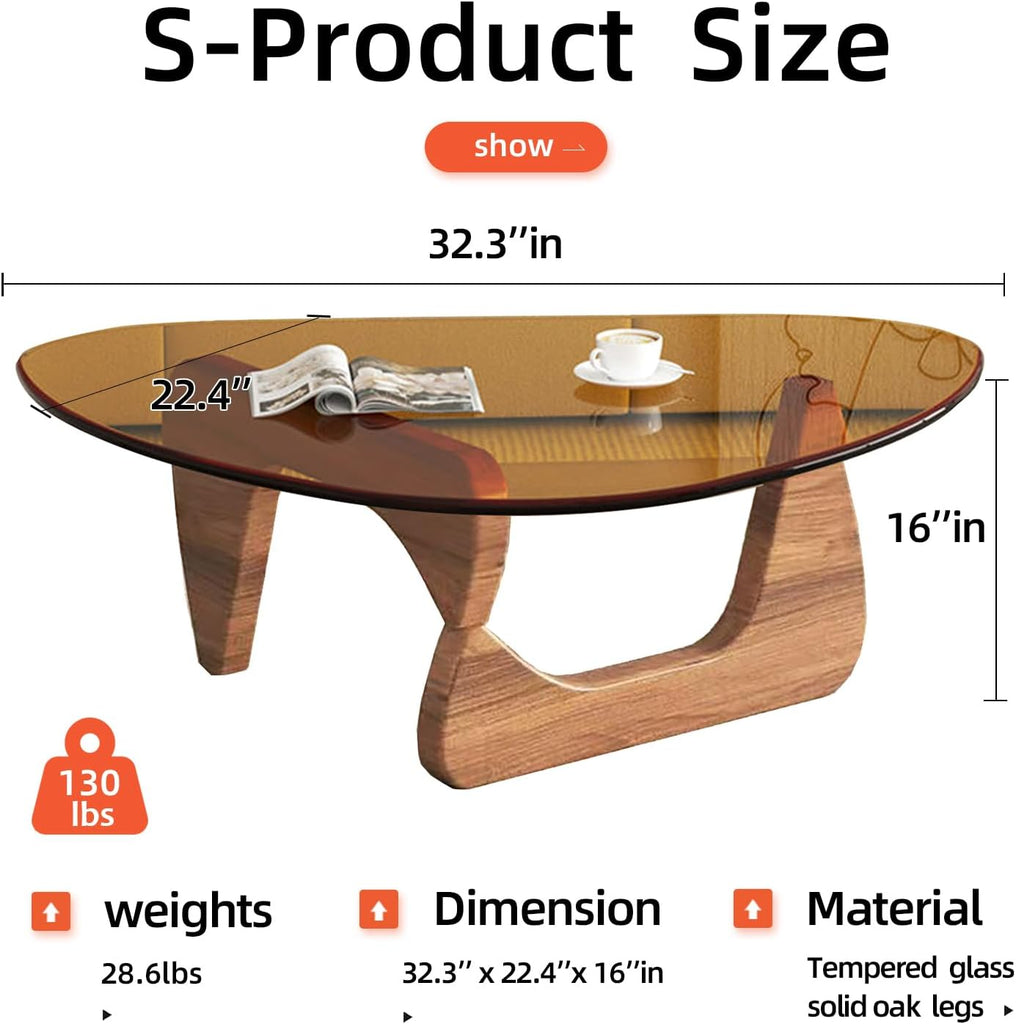 Modern Glass Coffee Table, Mid Century Small Coffee Table
