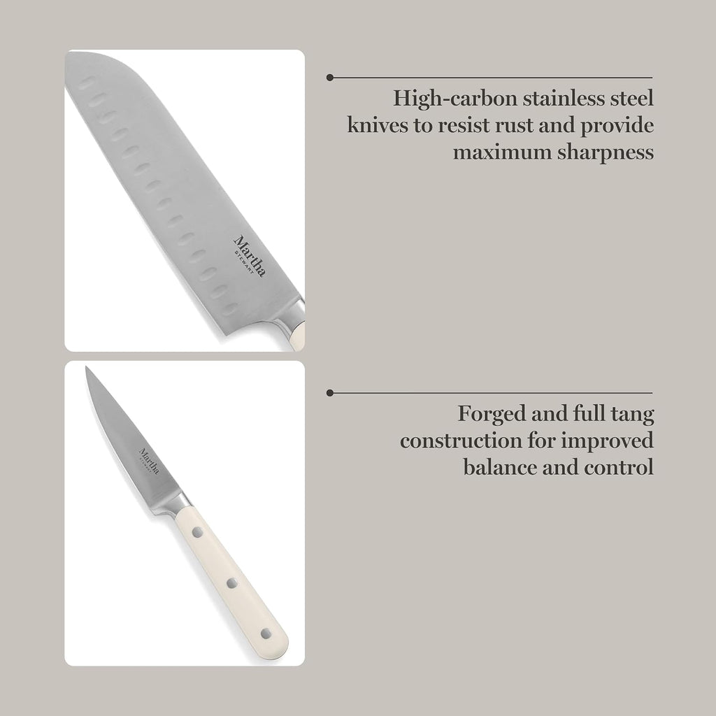 Eastwalk 14 Piece High Carbon Stainless Steel Cutlery Kitchen Knife Block Set w/ABS Triple Riveted Forged Handle