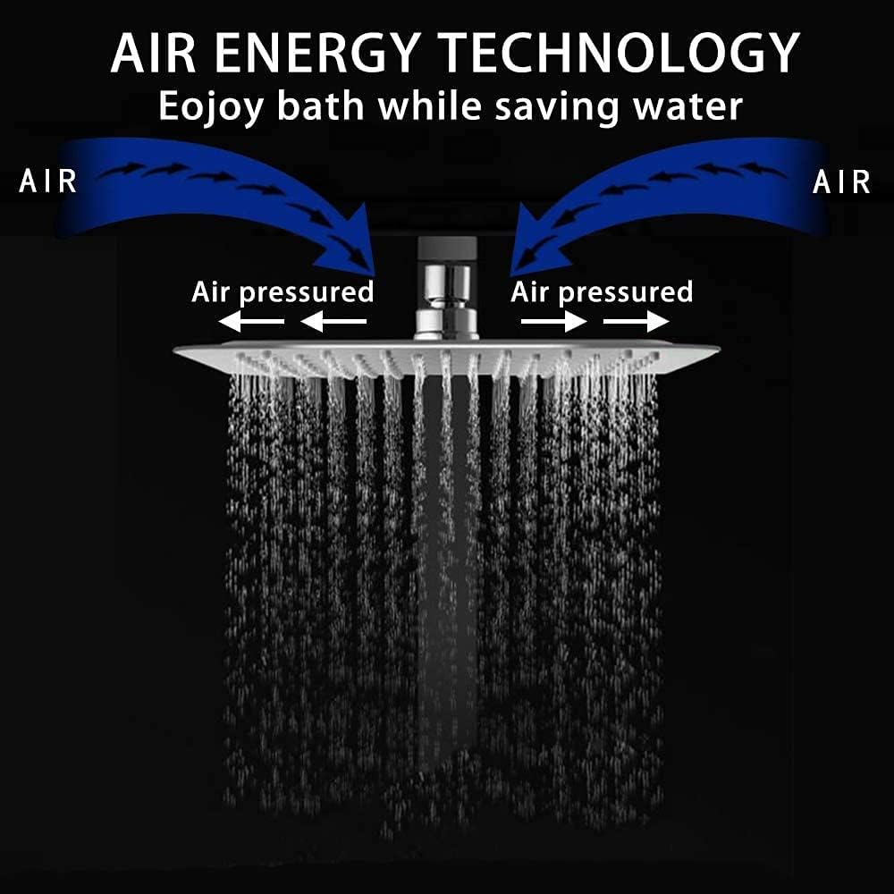 High Pressure Rain Shower Head, 304 Stainless Steel Large Rainfall Showerhead for Bathroom, Easy to Install