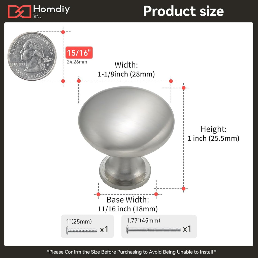 30 Pack Cabinet Knobs Brushed Nickel Drawer Knobs - Solid Zinc Alloy Kitchen Pulls Modern Cabinet Hardware Drawers