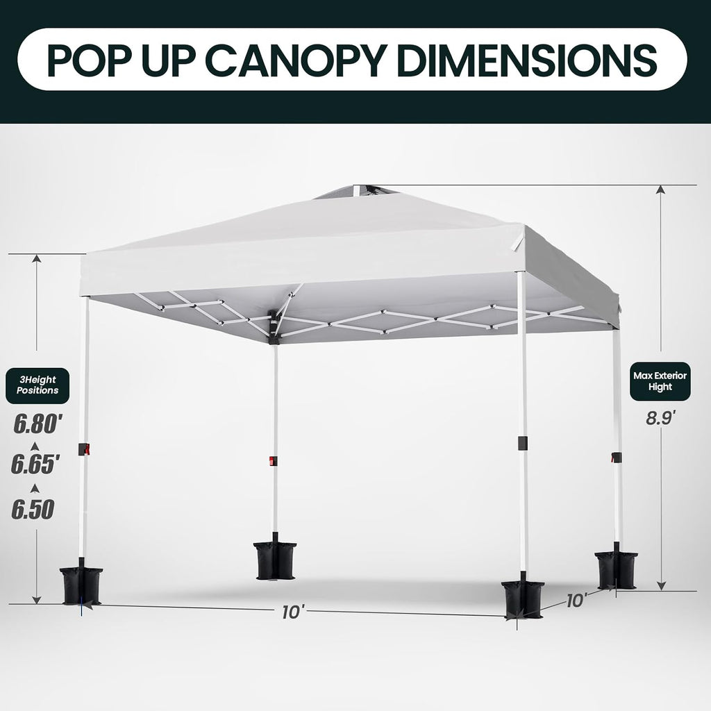 Shades 10x10 Pop Up Canopy with One Push Setup,Heavy Duty Beach Tent with Wheels for Easy Moving