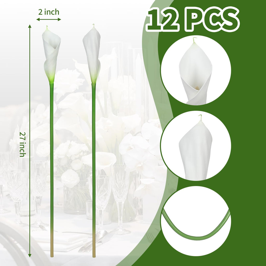 12pcs Calla Lily Artificial Flowers, White