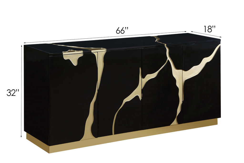 Taylor 66" High Gloss Lacquer Sideboard - Black
