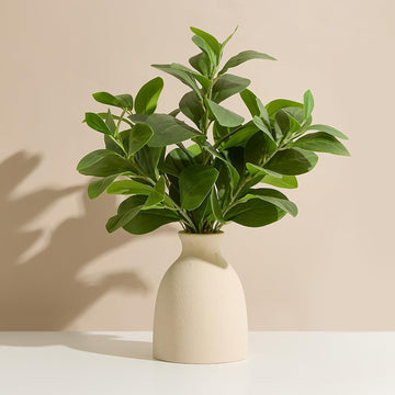 16" Artificial Eucalyptus Stems Potted Plant Indoor Fake Plants - Realistic Greenery with Vase, Small Artificial
