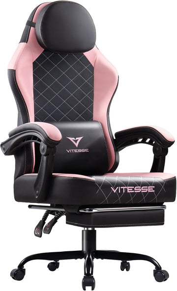 Ergonomic Gaming Chair for Adults | Computer Chair with Footrest, Heavy Duty Video Game Chair with Lumbar Support &