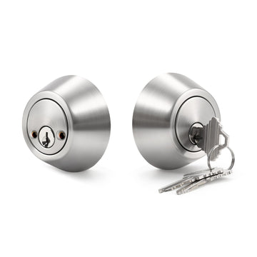 1 Pack Satin Nickel Double Cylinder Deadbolt Lock Set, Keyed Two Sides Door Lock for Exterior and Interior Door