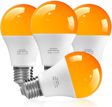 Amber Light Bulbs 2000K, A19 9W E26 LED Yellow Soft Warm Sleep Light Bulb Blue Light Blocking (60 Watt Equivalent)