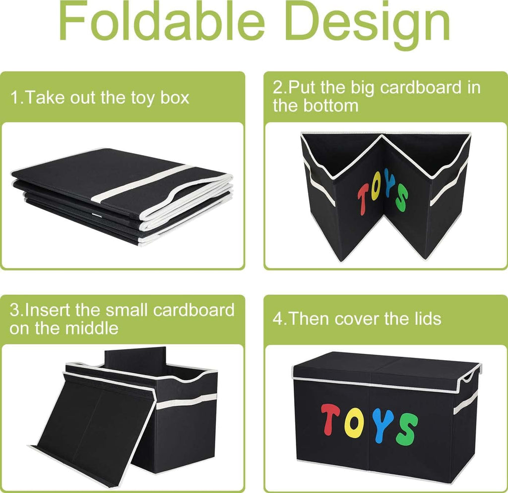 Toy Box Chest, Collapsible Sturdy Storage Bins with Lids, Extra Large Kids Toy Storage Organizer Boxes Bins Baskets