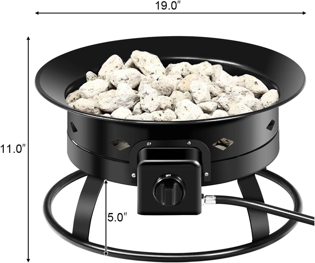 Portable Propane Fire Pit, 19" Outdoor Firepit