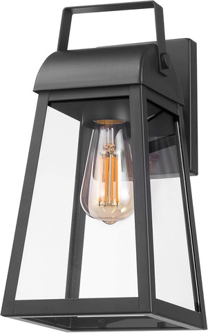 1-Light Outdoor Wall Sconce, Matte Black, Clear Glass Shade, Porch Light, Wall Lights for Living Room, Patio Decor, Apartment Essentials, Outside House Lights A123-B0C8ZL4XLY