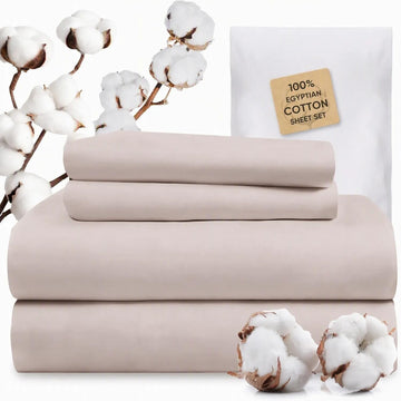 1200 Thread Count 100% Egyptian Cotton Sheets Bed Set, Thickness, Long-Lasting Durability, Resists Pilling, Deep Pocket