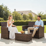 4 Piece Outdoor Patio Furniture Sets, Patio Sectional Furniture Conversation Sofa Set