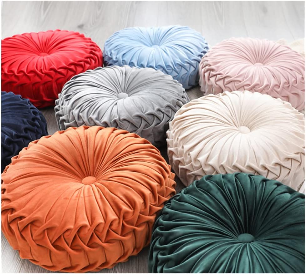 Round Velvet Pillow, Sofa Bed Bedroom Decorative Throw Pillow (38cm, Dark Purple)