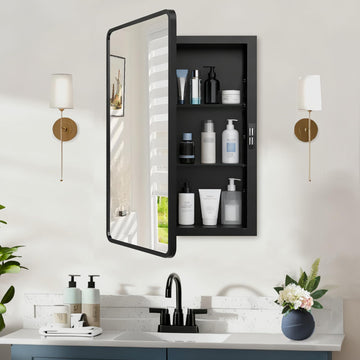 Recessed Medicine Cabinet Mirror, 16x24 Bathroom Storage Cabinet