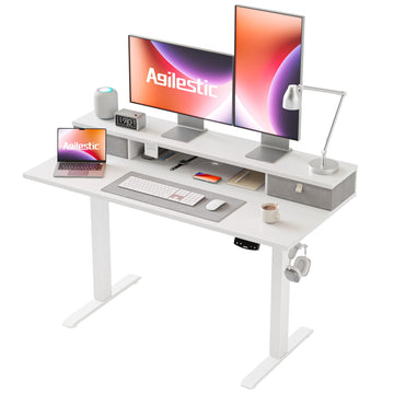 48 x 24 Inches Electric Standing Desk with 2 Storage Drawers, Adjustable Height Sit and Stand Computer Table with