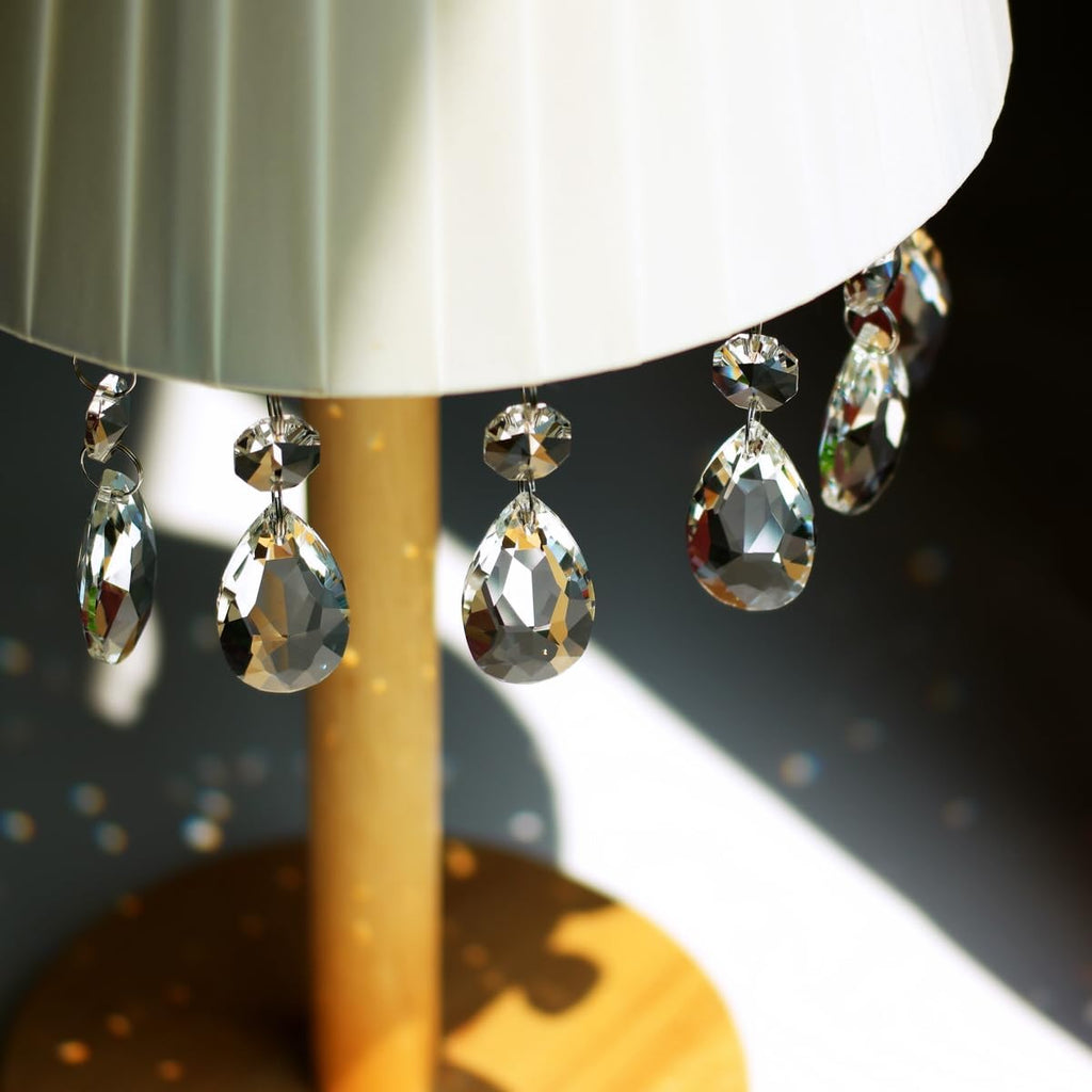 12pcs Crystal Suncatchers, Teardrop Chandelier Prism Clear - Hanging Glass Beads Chandelier Replacement