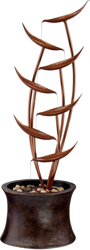 Ashton Tiered Copper Leaves 41" High Large Modern Indoor Outdoor Cottage Core Decor Resin Floor Fountain Standing