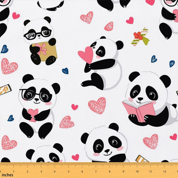 Panda Fabric By The Yard Black and White Giant Panda Upholstery Fabric Cartoon Kawaii Wildlife Animal Waterproof