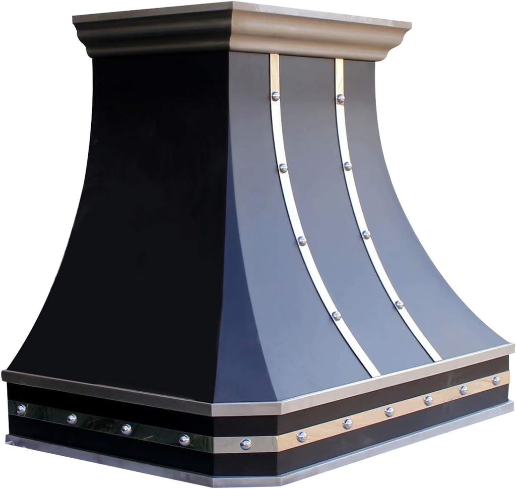 Black Stainless Steel Wall Mount Range Hood 4 Speed LED Lights
