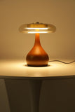 Small Table Lamp-Wooden Base Teardrop Mushroom Table Lamps,Amber Glass Shade