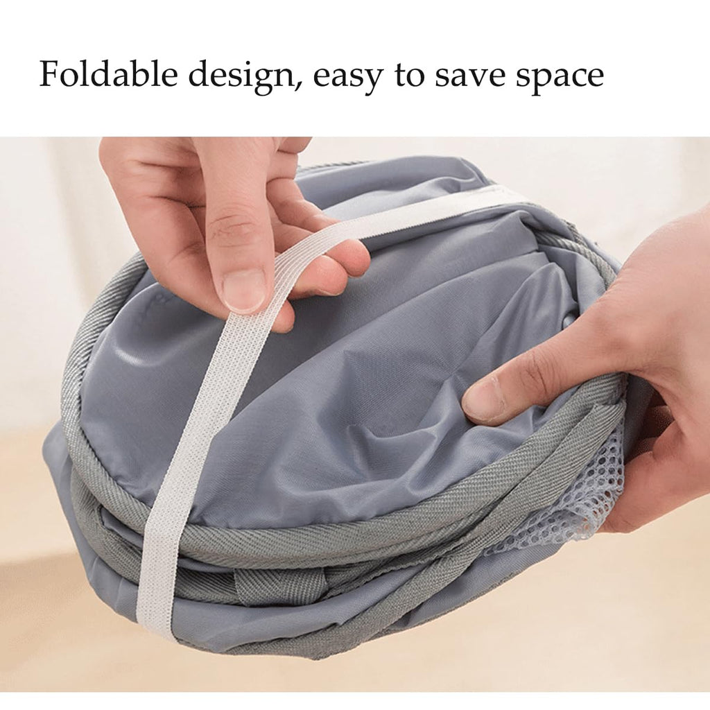 Mesh Laundry Hamper Basket, Sturdy 3 Compartments Laundry Basket, Foldable Pop up Laundry Hamper with Side Pocket for